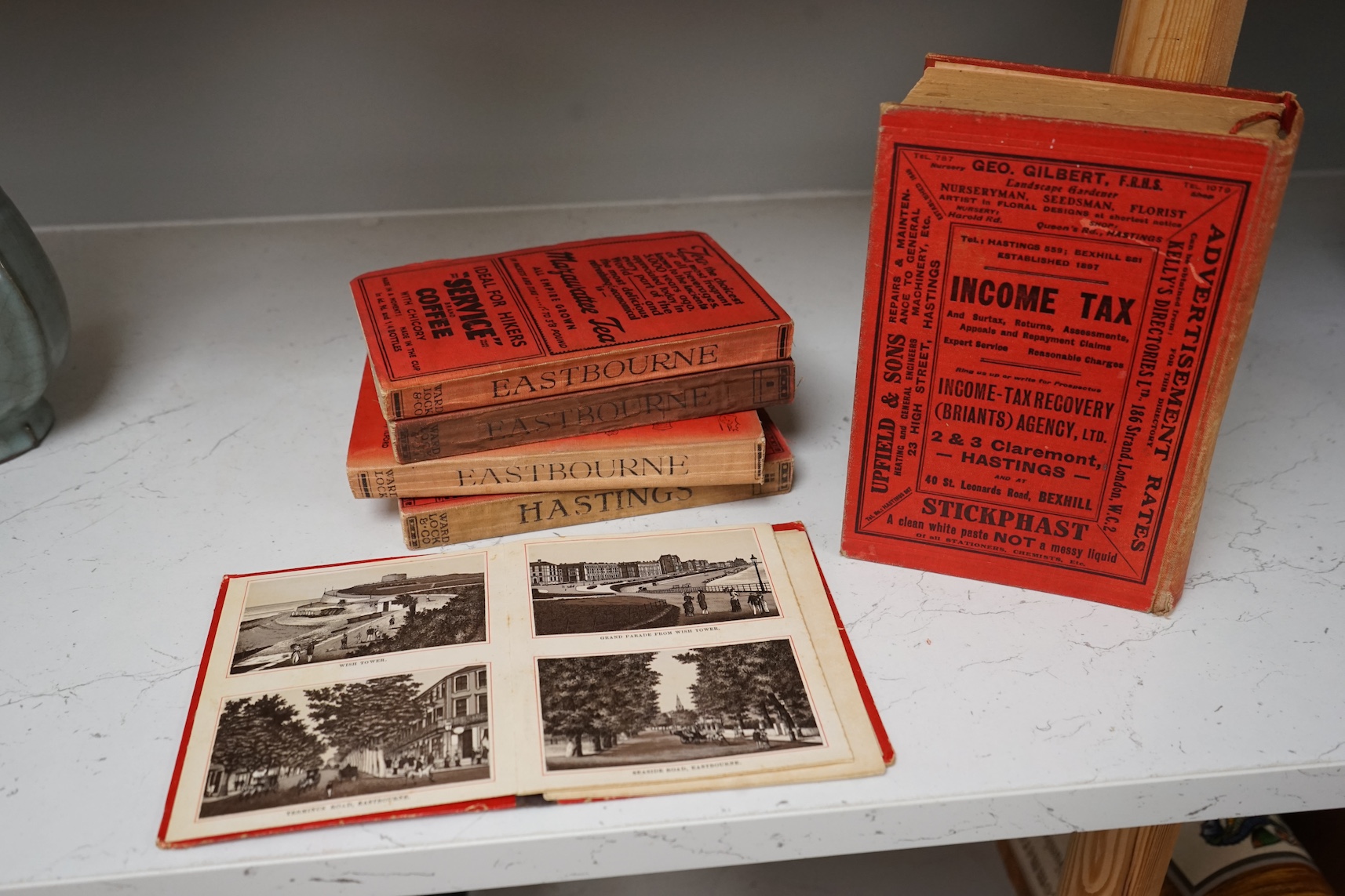 Sussex Interest; Ward, Lock & Co. Guides to Eastbourne and Hastings, (4); Album of Eastbourne Views, c.1900; Kelly's Hastings Directory, 1933. (6).